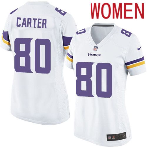 Women Minnesota Vikings 80 Cris Carter Nike White Game NFL Jersey